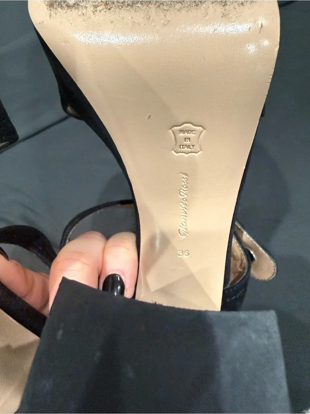 Gianvito Rossi Black Suede Platform Block Heel Sandals | EU 36 / US 6